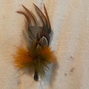 Feather boutonnière with Orange and Brown Accents